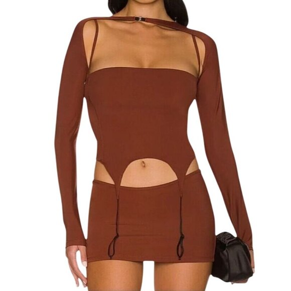Miaou Womens Cinnamon Brown S Sleeves Long Sleeve Front Clip Sleeves Only - Picture 3 of 12